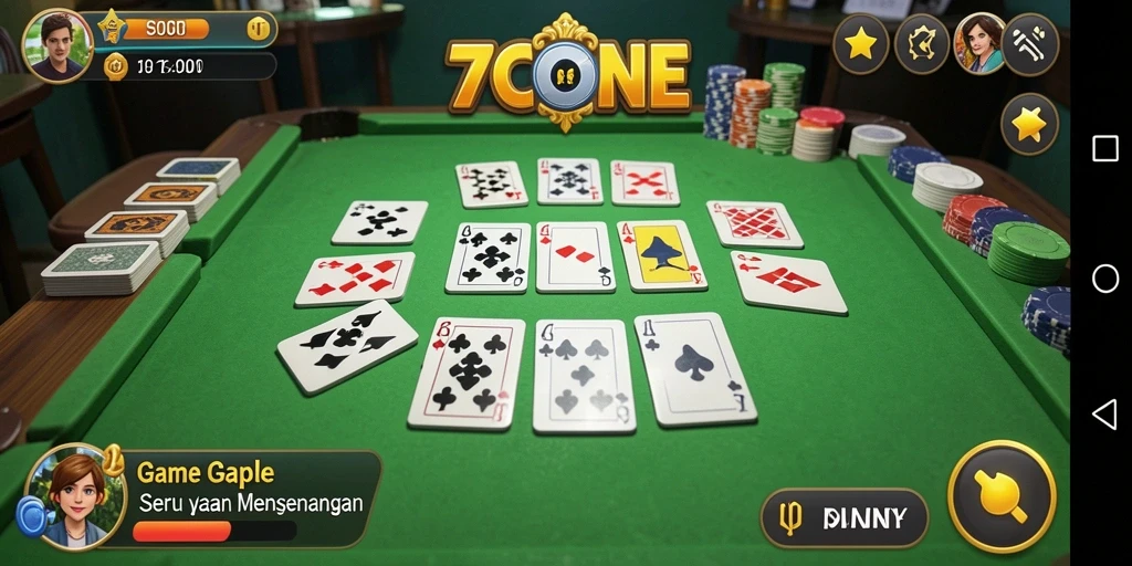 Screenshot gameplay 7CONE menunjukkan keseruan bermain Gaple.