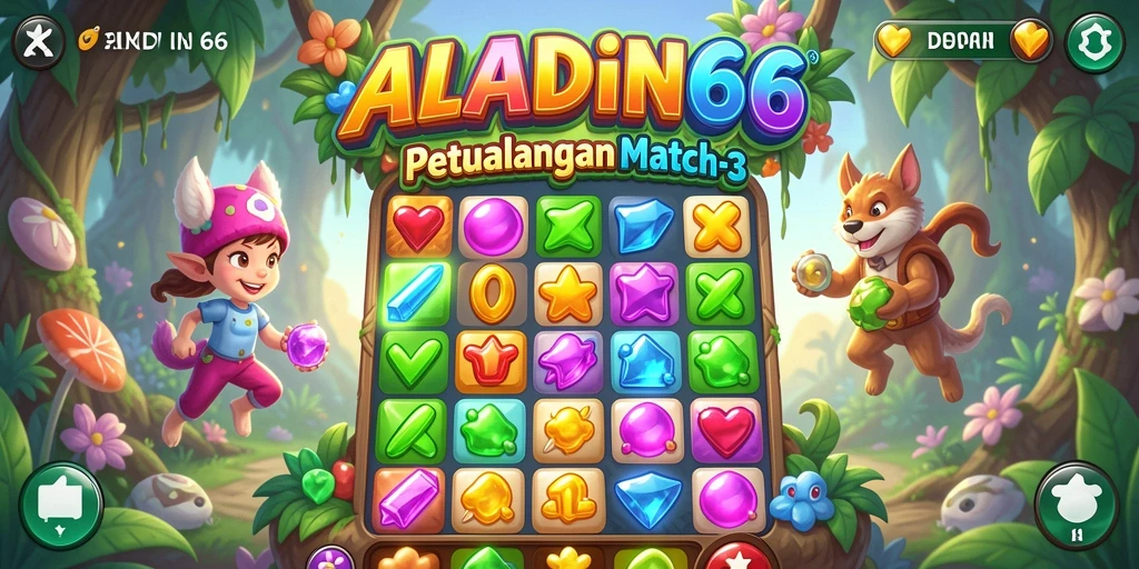 Tampilkan gameplay seru dari ALADIN66 dengan tantangan Match-3 yang menawan.