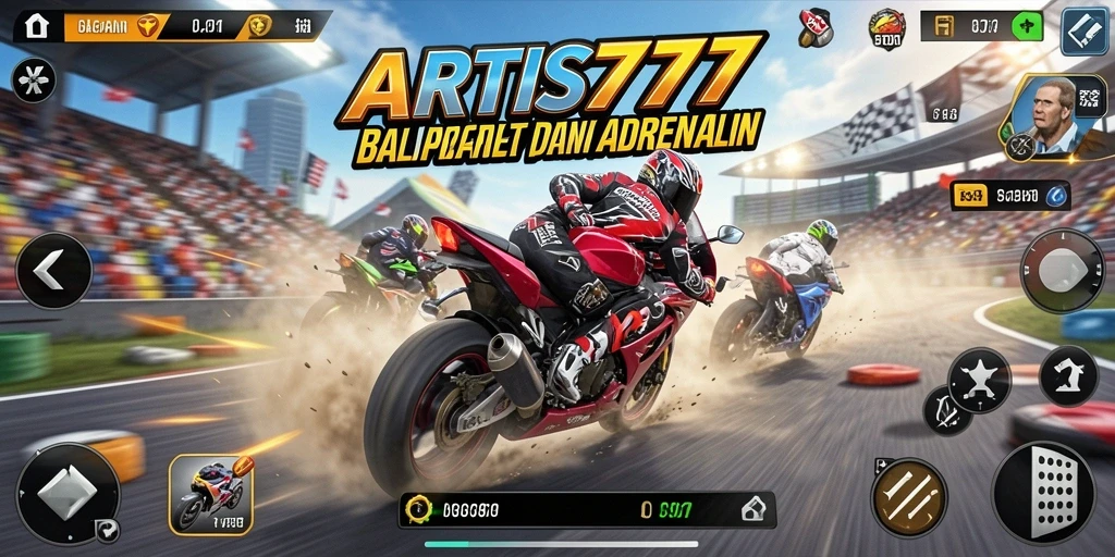 Tampilan seru gameplay balapan motor ARTIS777 yang mendebarkan.