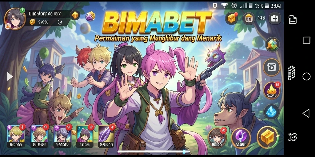 Gameplay seru BIMABET dengan karakter anime yang menarik.