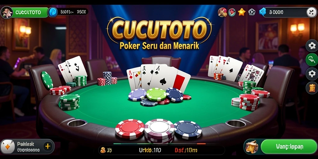 Screenshot gameplay CUCUTOTO yang menampilkan suasana meja poker.