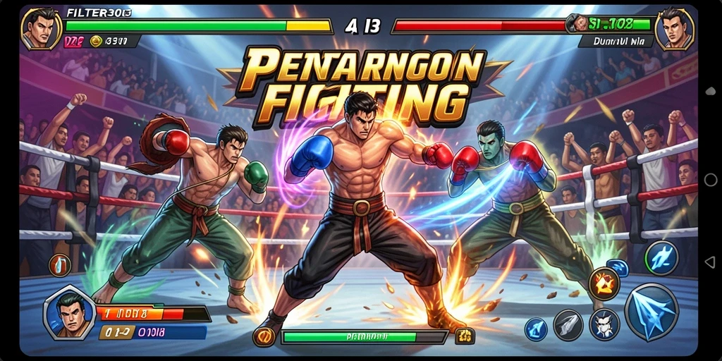 Tampilan gameplay pertarungan intens di FILTER303.
