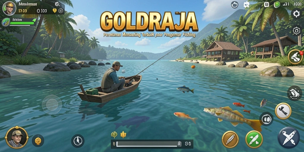 Tangkapan ikan yang menakjubkan dalam gameplay GOLDRAJA.