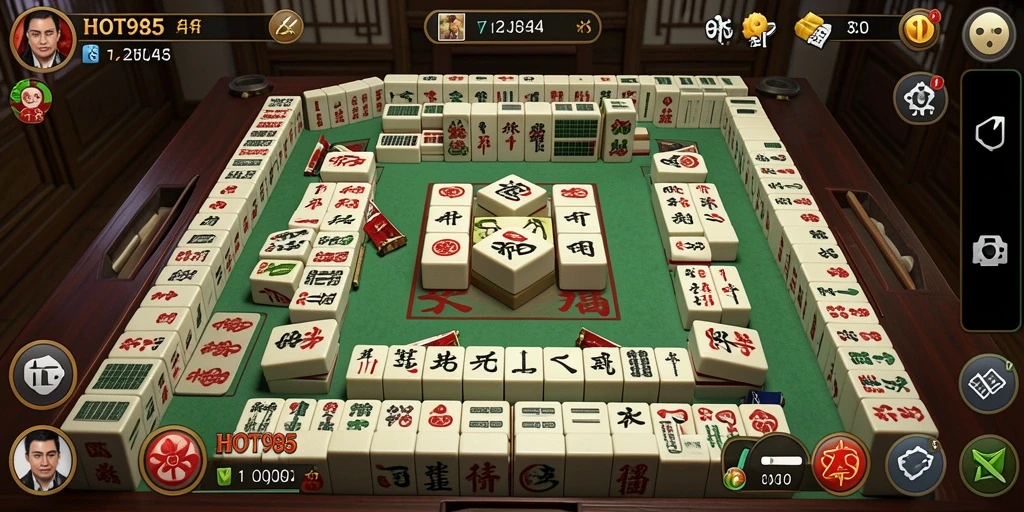 Tampilan gameplay HOT985 yang menarik dan menantang dalam permainan Mahjong.