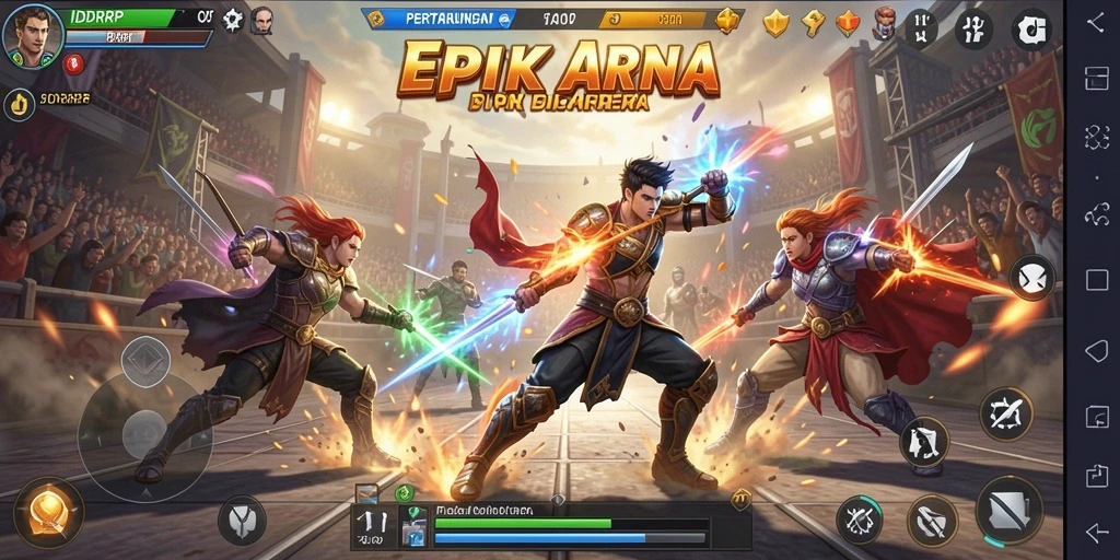 Tampilan aksi seru dari game Fighting IDRRP dengan karakter yang bertarung.