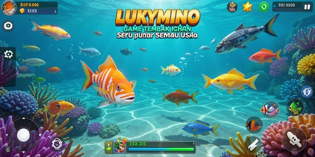 Gameplay seru LUKYMINO saat menangkap ikan.