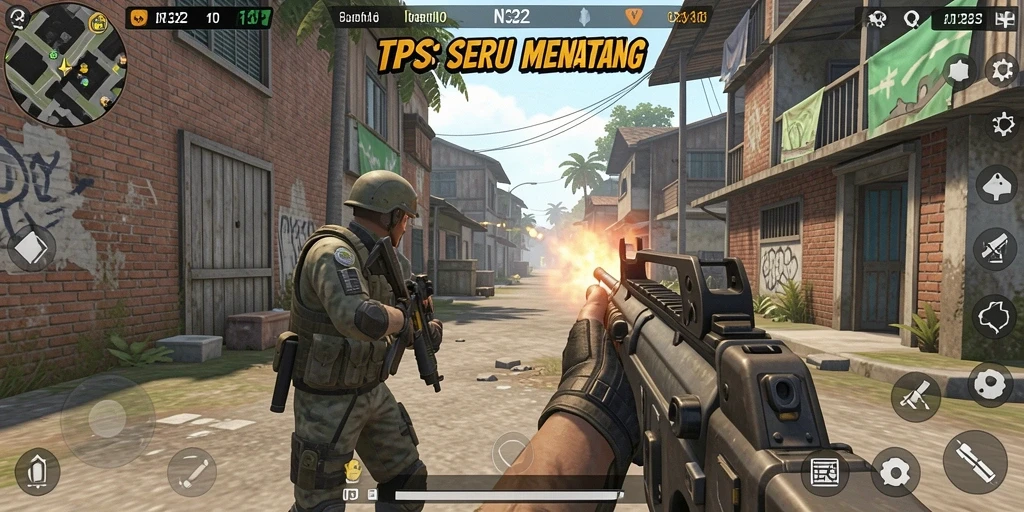 Tangkapan layar menampilkan aksi seru dalam permainan TPS N32.