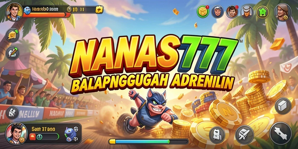 Screenshot gameplay NANAS777 menunjukkan balapan yang mendebarkan dan mobil yang fantastis.