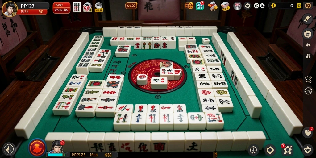 Screenshot gameplay PP123 menampilkan suasana Mahjong yang seru dan menegangkan.