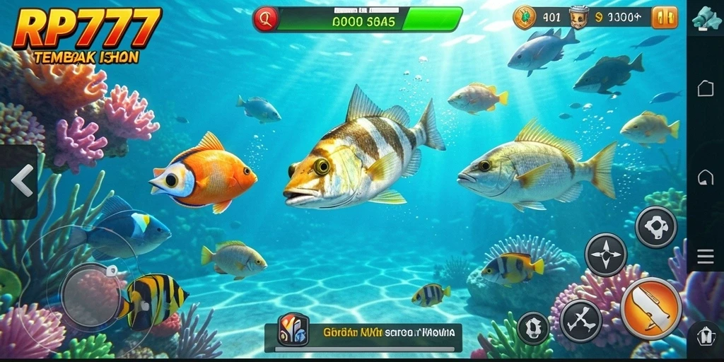 Tampilan gameplay yang penuh aksi dari RP777 Tembak Ikan.
