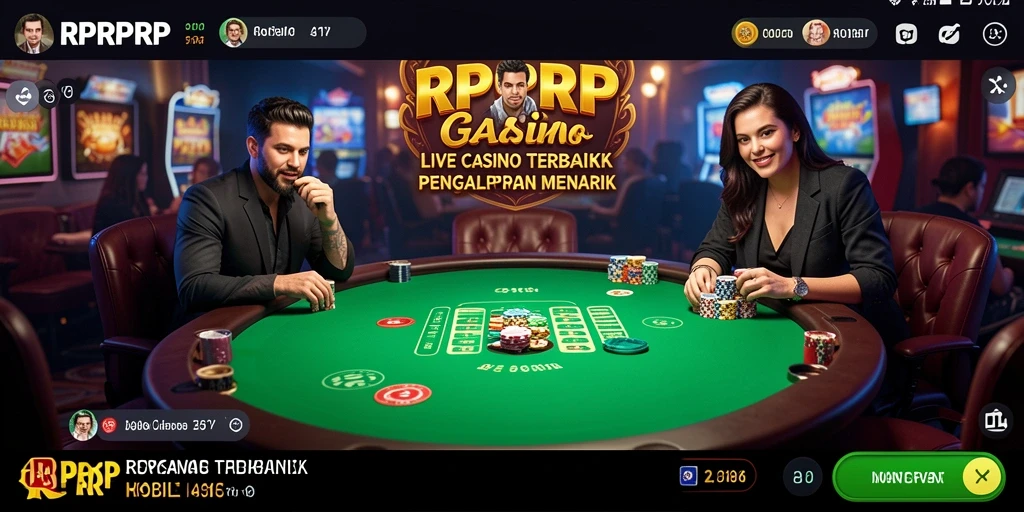 Screenshot gameplay RPRPRP yang menunjukkan dealer profesional dan suasana kasino.