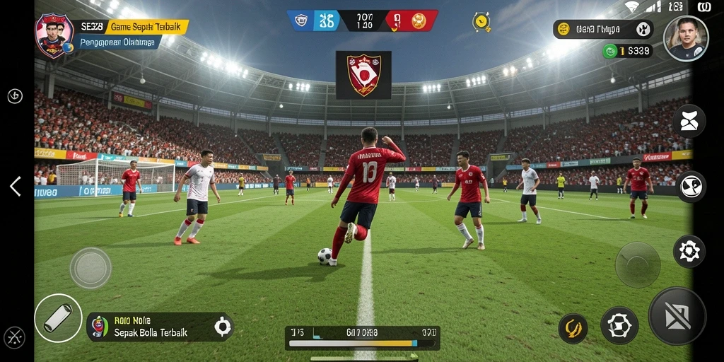 Tangkapan layar SE328 menampilkan aksi seru dalam pertandingan sepak bola.