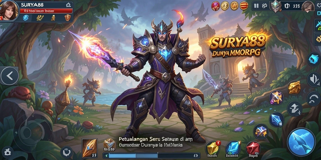 Tampilan gameplay <strong>SURYA88</strong> yang menampilkan karakter beraksi dalam pertempuran epik.